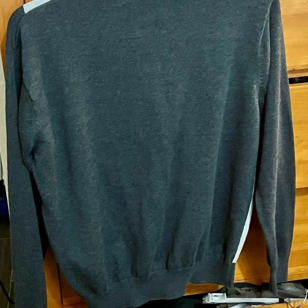Greg Norman Mens Sweater Sz M Blue Gray And Red Argyle 1/4 Zip Golf Pullover